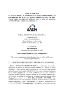 thumbnail of Debs. Baesa – Aviso ao Mercado (V. Divulgação)